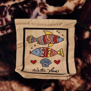 Decorative Drawstring Fish Cotton Beach Bag length 10 in. width-9in